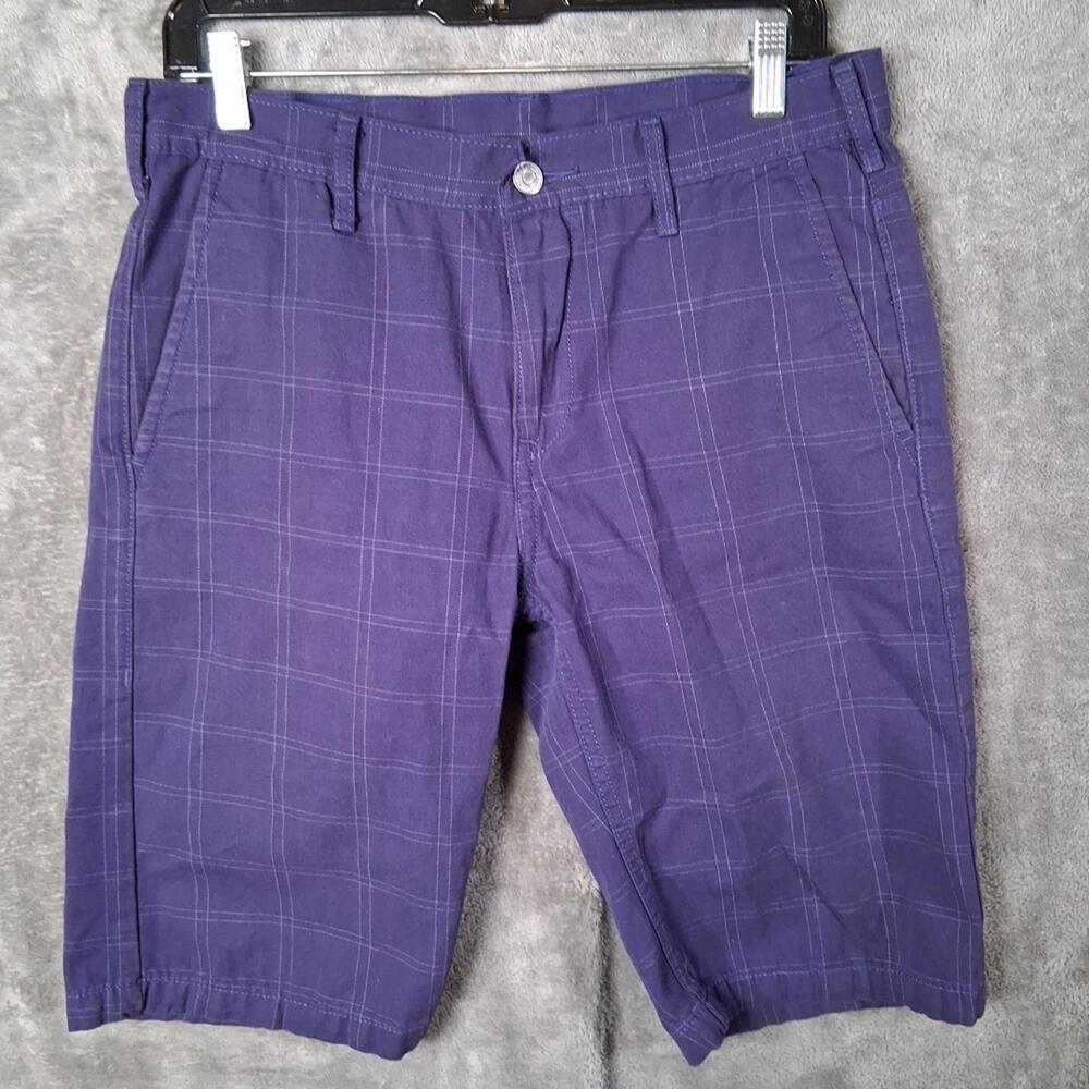 Levis‎ 666 Shorts Mens Size 34 Purple Windowpane Pattern Inseam 12 Vintage